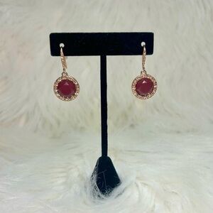 INC International Concepts Rose Gold-Tone Pink Pave & Purple Stone Drop Earrings